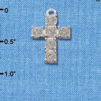C2693 - 6 Stone Cross - Crystal - Silver Charm